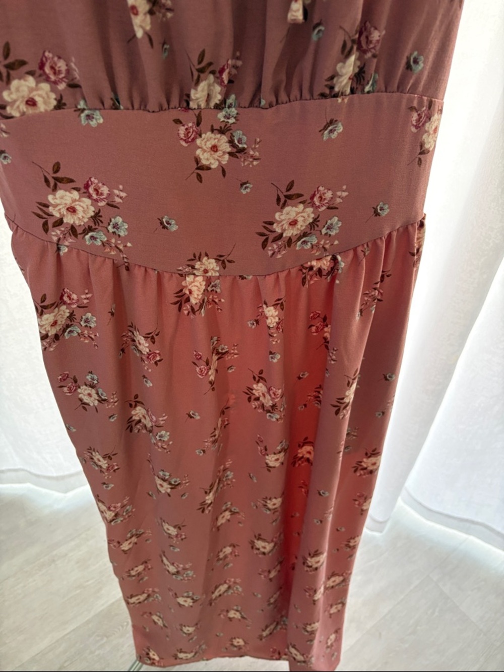 Monteau Dusty Rose Floral Maxi Dress sz L